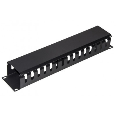 Pannello Guidacavi Per Armadi Rack 19" 2U A Gabbia Nero 483X88X70 Mm In Metallo (Lkorg2Ud)