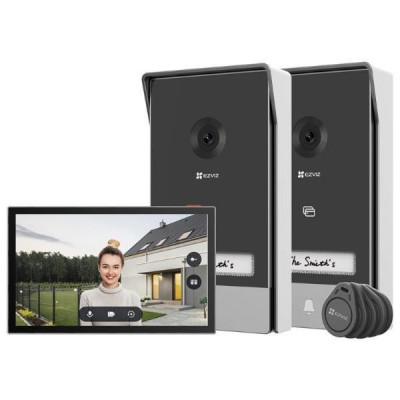 Videocitofono Smart Hp7 2-Entry Kit - 2K Schermo Touch 7" - Controllo Remoto - Rilevamento Movimento - Audio Bidirezionale - (E