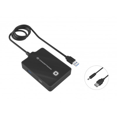 Conceptronic HUBBIES10B replicatore di porte e docking station per laptop USB 3.2 Gen 1 (3.1 Gen 1) Type-A Nero