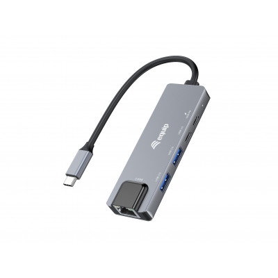 Equip 133496 Adattatore multifunzione 5 in 1, 2,5GbE, USB-A x 2, USB-C x 1, USB-C , 100W USB PD
