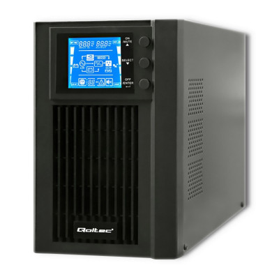 Qoltec Uninterruptible Power Supply UPS On-line | Pure Sine Wave | 1kVA | 800W | LCD | USB