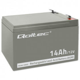 Qoltec AGM battery | 12V | 14Ah | Maintenance-free | Efficient| LongLife | for UPS, security
