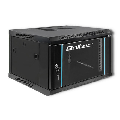 Qoltec RACK Cabinet 19" | 6U | 600 x 370 x 600 | Tempered doors | Hanging | Steel case | Lock | Black