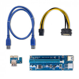 Qoltec PCI-E Riser 1x - 16x | USB 3.0 | ver. 009S | SATA / PCI-E 6 pin