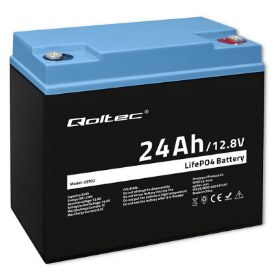 Qoltec LiFePO4 lithium iron phosphate battery | 12.8V | 24Ah | 307.2Wh | BMS