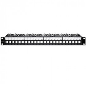 Qoltec Solid steel patch panel for 19'' rack | 24 ports | 1U | UTP | Black