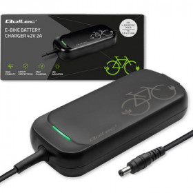 Qoltec Fast Charger for e-bike, electric scooter 36V | 42V | 2A | 5.5*2.1 | water resistant + power cable