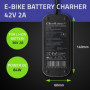 Qoltec Fast Charger for e-bike Bosch 36V | 42V | 2A | Bosch plug | water resistant + power cable