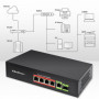 Qoltec FAST Ethernet PoE SWITCH 4x RJ45 PoE 1x RJ45 Uplink 1x SFP | 65W | 1000 Mb