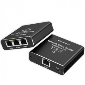 Qoltec Splitter Ethernet mini SWITCH 1x3 RJ45 | 1000Mb/s | USB-C | Aluminium