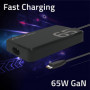 Qoltec 65W GaN Super Fast SLIM power charger | PD | 5-20V | 3.25A | USB-C 3.1 | Laptop | MacBook | Smartphone | + cable