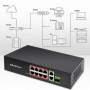 Qoltec FAST Ethernet PoE SWITCH 8x RJ45 PoE 2x RJ45 Uplink 1x SFP | 120W | 1000 Mb