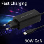 Qoltec 90W GaN Super Fast Charger| 5-20V | 3-4.5A | USB-C 3.1 | Laptop | Smartphone | Tablet