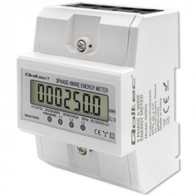Qoltec Three-phase electronic meter | DIN rail energy consumption meter | 400V | 100A | LCD | 4P
