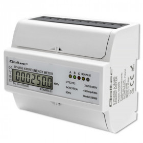 Qoltec Three-phase Bidirectional Electronic Meter | DIN Rail Energy Meter | 400V | 100A | LCD | 4P