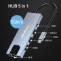 Qoltec Hub adapter USB-C 5in1 | USB-C PD 100W | 2x USB | HDMI 4K | RJ45