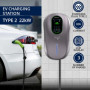 Qoltec EV Charging Station 2-in-1 Type2 | 22kW | LCD | 2 EV cards | 3 phases | Wallbox | 5m