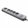 Qoltec Surge protector | 5 sockets | 1.8m | Grey