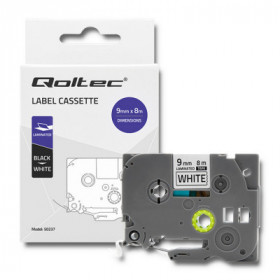 Qoltec Tape for BROTHER TZe-221 | 9mm x 8m | White / Black overprint