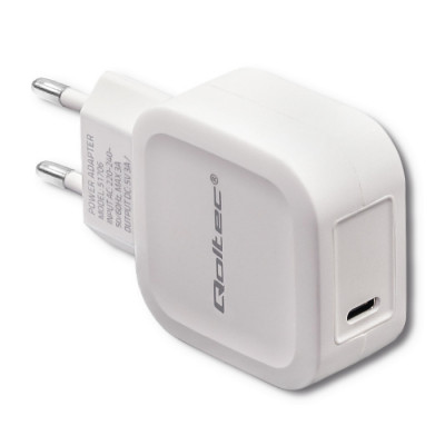 Qoltec charger | 20W | 5-12V | 1.67-3A | USB type C | PD | White