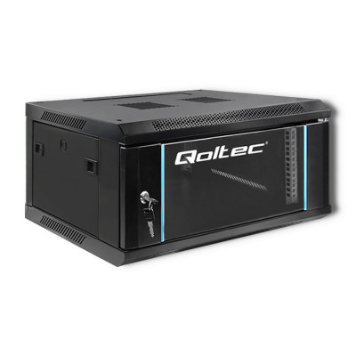 Qoltec RACK Cabinet 19" | 4U | 600 x 280 x 450 | Tempered doors | Hanging | Steel case | Lock | Black