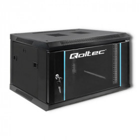 Qoltec RACK Cabinet 19" | 6U | 600 x 370 x 450 | Tempered doors | Hanging | Steel case | Lock | Black