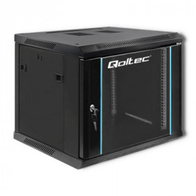 Qoltec RACK Cabinet 19" | 9U | 600 x 500 x 600 | Tempered doors | Hanging | Steel case | Lock | Black