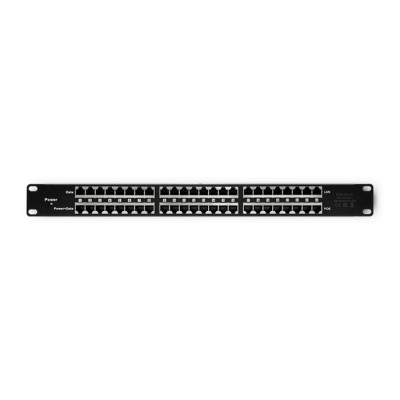 Qoltec patch panel  RACK| 48V | 24 ports | Passive PoE injector | Black