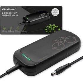 Qoltec Fast Charger for e-bike, electric scooter  36V | 42V | 2A | 5.5*2.5 | water resistant + power cable