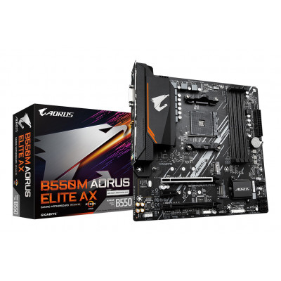 GIGABYTE B550M AORUS ELITE AX Scheda madre - CPU AMD Ryzen 5000, VRM a 5+3 fasi, fino a 4733 MHz DDR4, 1xPCIe 4.0 + 1xPCIe 3.0