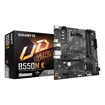 GIGABYTE B550M K Scheda madre - CPU AMD Ryzen 5000, fino a 4733 MHz DDR4, 1xPCIe 4.0 + 1xPCIe 3.0 M.2, LAN 1GbE, USB 3.2 Gen 1