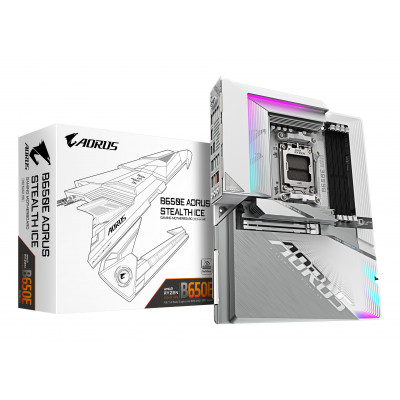 GIGABYTE B650E AORUS STEALTH ICE Scheda madre - AMD Ryzen serie 9000, VRM a 12+2+2 fasi, fino a 8000 MHz DDR5 (OC), 1xPCIe 5.0