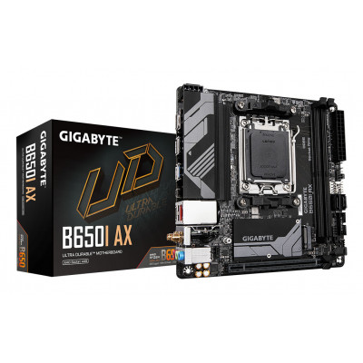 GIGABYTE B650I AX Scheda madre - AMD Ryzen serie 9000, VRM a 5+2+1 fasi, fino a 6400 MHz DDR5 (OC), 1xPCIe 4.0 M.2, LAN 2,5