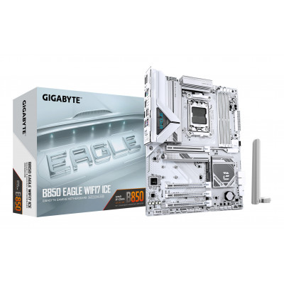 GIGABYTE B850 EAGLE WIFI7 ICE Scheda madre - CPU AMD Ryzen serie 9000, VRM digitale a 8+2+2 fasi, fino a 8200 MHz DDR5 (O.C.),