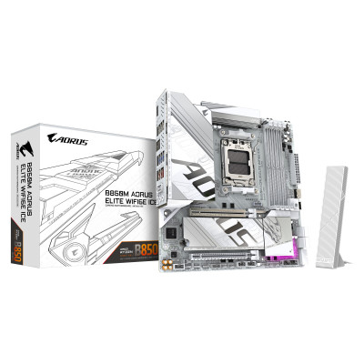 GIGABYTE B850M AORUS ELITE WIFI6E ICE Scheda Madre - Processori AMD Ryzen Serie 9000, 12+2+1 fasi VRM digitali, fino a 8200MHz
