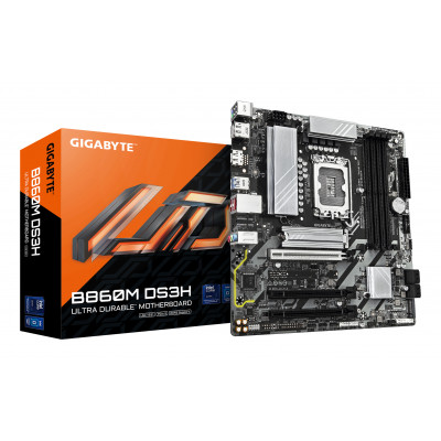 GIGABYTE B860M DS3H Scheda madre - CPU Intel Core Ultra, VRM a 5+1+2+1 fasi, fino a 9066MHz DDR5, 1xPCIe 5.0 + 1xPCIe 4.0 M.2,