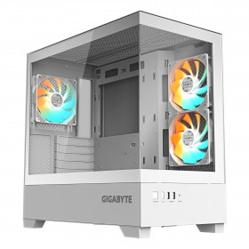 GIGABYTE C201 PANORAMIC ICE Case per PC – Mid Tower, m-ATX, supporto radiatore da 360 mm, 3 ventole preinstallate, USB 3.0,