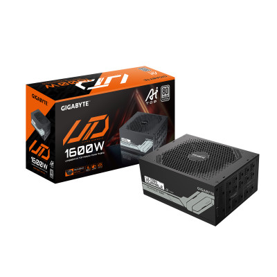 GIGABYTE UD1600PM PG5 AI TOP Alimentatore - PCIe 5.0, 80 PLUS Platinum, Design completamente modulare, Ventola da 120 mm,