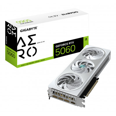 GIGABYTE GeForce RTX 5060 AERO OC 8G Scheda Grafica - 8GB GDDR7, 128bit, PCI-E 5.0, 2595 MHz Frequenza core, 3 x DisplayPort, 1