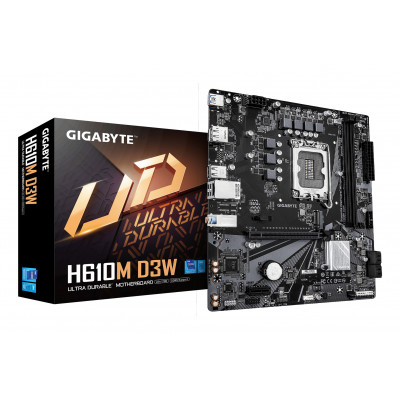 GIGABYTE H610M D3W Scheda Madre - Supporta CPU Intel Core di 14ª generazione, VRM a 5+1+1 fasi, fino a 5600MHz DDR5, 1xPCIe 3.0