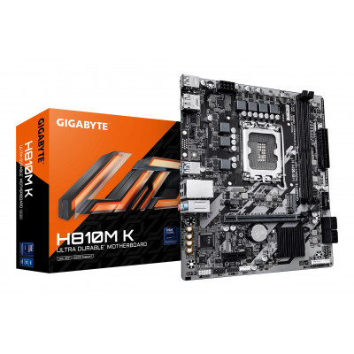 GIGABYTE H810M K Scheda Madre – CPU Intel Core Ultra (Serie 2), VRM a 3+1+2 fasi, fino a 6400 MHz DDR5, 1 x M.2 PCIe 4.0, LAN 1