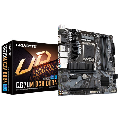 GIGABYTE Q670M D3H DDR4 Scheda madre - Supporta processori Intel Core 14th CPUs, 6+1+1 Phases Hybrid Digital VRM, up to 5333MHz