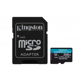 Kingston Technology Scheda microSDXC Canvas Go Plus Gen4 200MB s A2 U3 V30 da 256 GB + adattatore