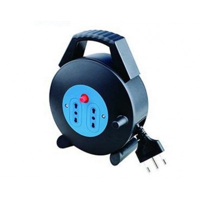 Avvolgicavo 2 Posti Bipasso/16A 5Metri Con Protez. Termica (Pea2-5-Bk)