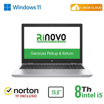 Notebook 650 G5 15.6" Intel Core I5-8 Gen. 8Gb 256Gb Ssd Windows 11 Pro + Norton Antivirus + 20Gb Cloud - Ricondizionato - Gar.