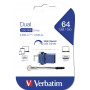 Verbatim Dual - Memoria USB 3.0 da 64 GB - USB-C   USB-A - Blu