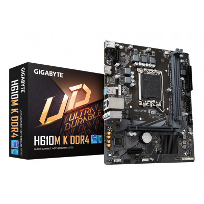 GIGABYTE H610M K DDR4 Scheda madre - Supporta processori Intel Core 14th Gen CPUs, 3+1+1 Phases Hybrid Power Design, up to