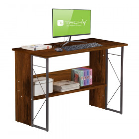 Scrivania Per Computer Scrittoio Salvaspazio In Stile Industriale Con Struttura Acciaio E Legno Marrone (Ica-Tb-3524C) Techly ICA-TB-3524C scrivania per computer Pino