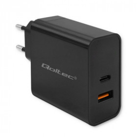 Qoltec Super Quick PD charger | 1xUSB-C | 1xUSB| 90W | 5-20V | 2.4-4.35A | Laptop | Smartfon | Black