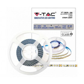 Striscia Led Vt-2835 137Lm/M 24V Strip 5Mt 8W/Mt Bianco Freddo 6500K Ip20 (212595) Striscia Led Vt-2835 137Lm/M 24V Strip 5Mt 8W/Mt Bianco Freddo 6500K Ip20 (212595)